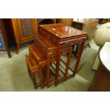 A Chinese hardwood nest of quartetto tables