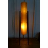 A teak and orange fibreglass rocket lamp