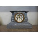 A 19th Century French grey marble mantle clock