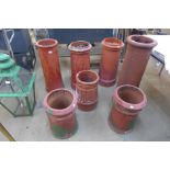 Seven terracotta chimney-pots