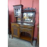 An Edward VII walnut mirrorback side cabinet