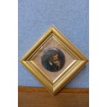 A German School portrait miniature of a gentleman, oil on paper mache, framed