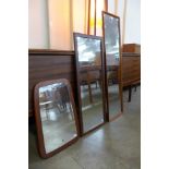 Three teak framed mirrors