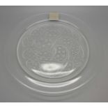 A Lalique glass plate dated 1974, 21cm