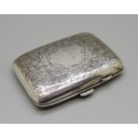 A silver cigarette case, Birmingham 1913, 59g