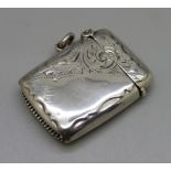 A silver vesta case, Birmingham 1923