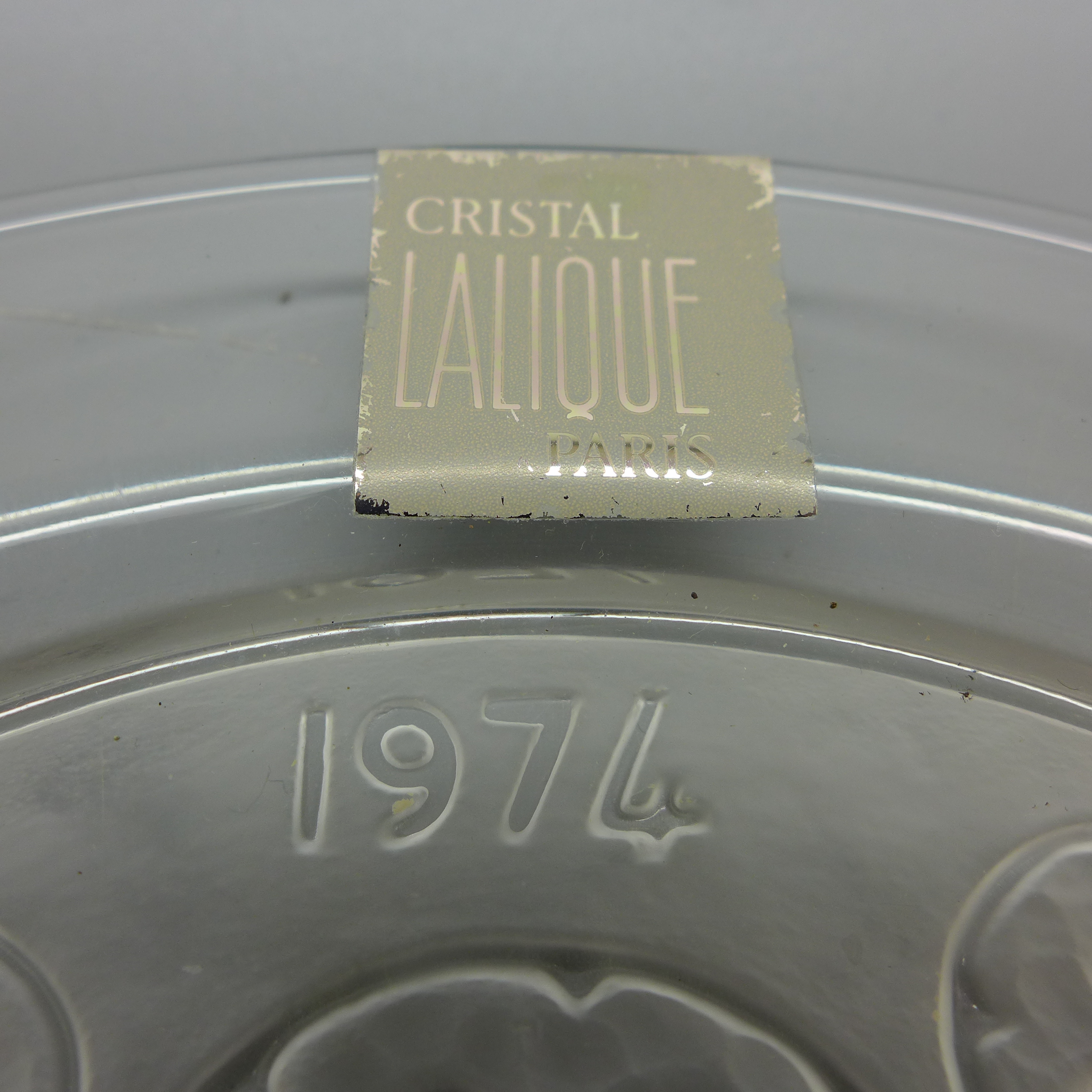 A Lalique glass plate dated 1974, 21cm - Image 2 of 2