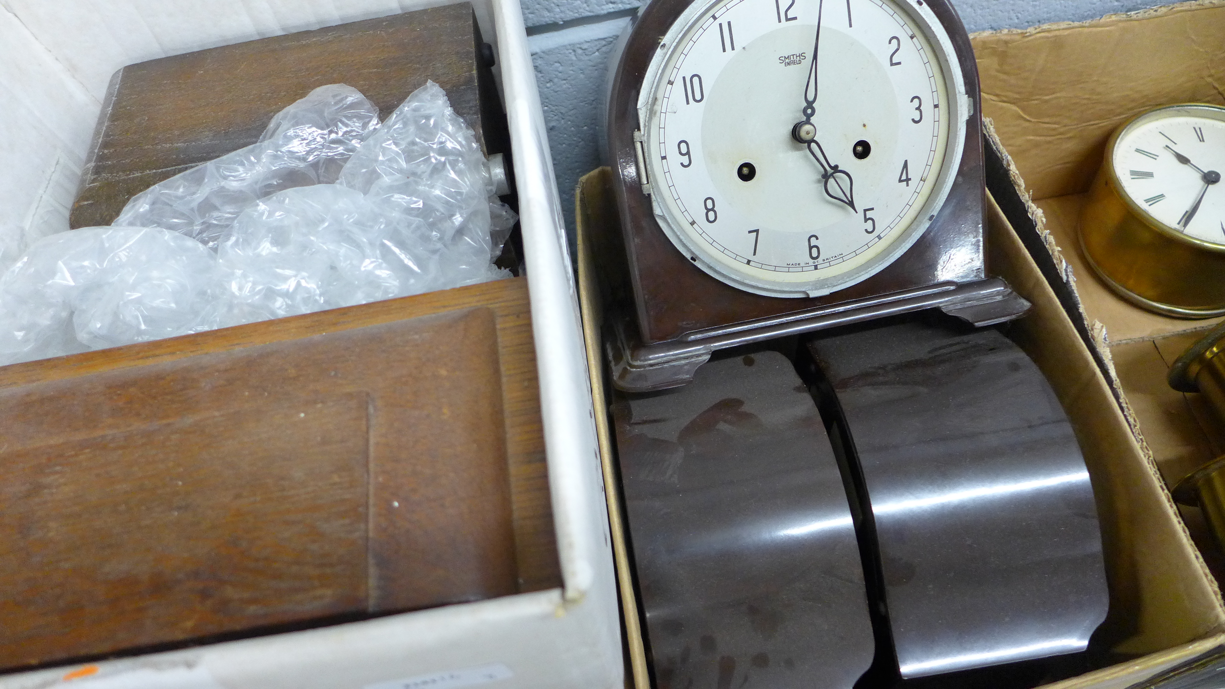 Four boxes of clocks and clock parts and a Hermle wall clock **PLEASE NOTE THIS LOT IS NOT - Image 3 of 4