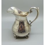 A continental 925 silver cream jug, 86g