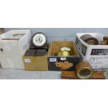 Four boxes of clocks and clock parts and a Hermle wall clock **PLEASE NOTE THIS LOT IS NOT