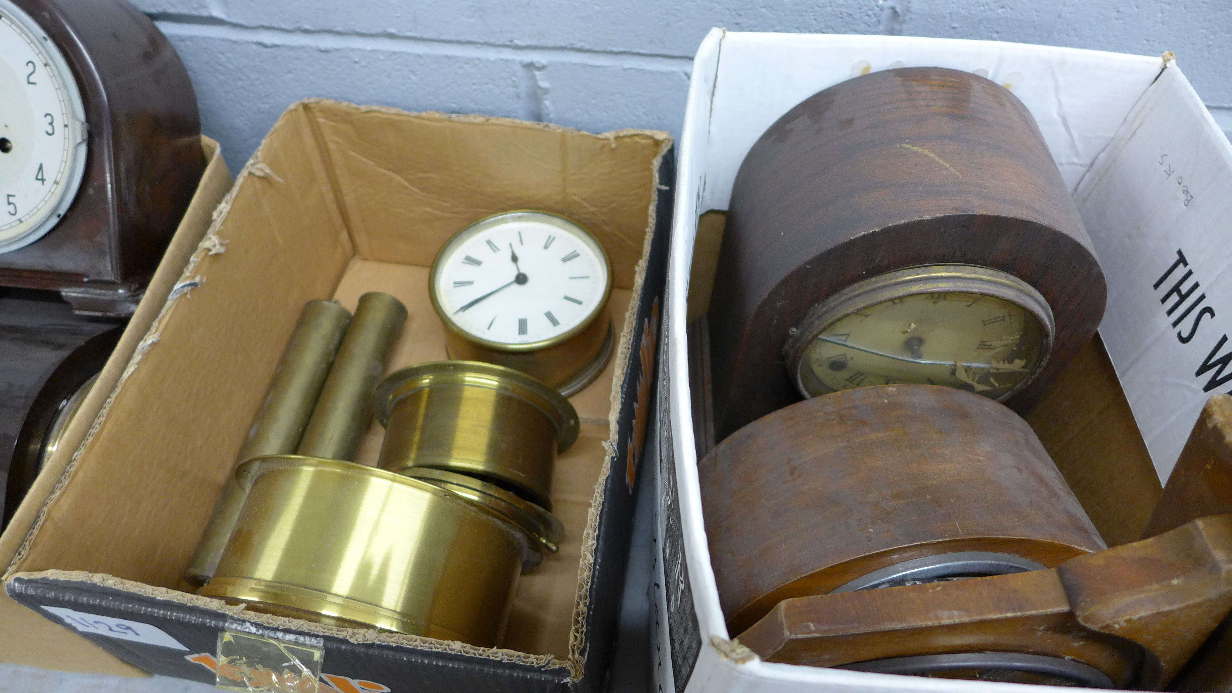 Four boxes of clocks and clock parts and a Hermle wall clock **PLEASE NOTE THIS LOT IS NOT - Image 2 of 4