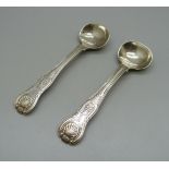 A pair of Victorian Irish silver mustard spoons, 50g