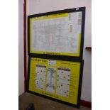 A pair of vintage Nissan Datsun 1800 vehicle charts