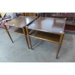 A pair of elm and afromosia occasional tables