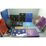 A Royal Mint 1995 UK proof coin collection and seven GB coin sets, ranging 1971 to 1982