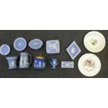 A box of Wedgwood Jasperware, etc.