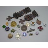 Assorted badges, medals, etc.