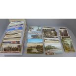 Postcards; a box of postcards, vintage and modern