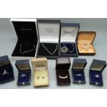 A collection of silver jewellery, boxed