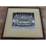 A black and white football team photograph, Nottingham Forest, 1937/8 season, bears team signatures