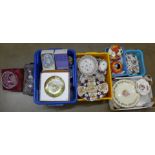 Five boxes of assorted china, including Worcester, Old Tupton ware and two Abbeydale cups and