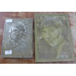 Two 1930's Art Deco relief plaques, portraits of young girls