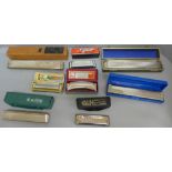 Seven Hohner harmonicas including Polyphonia and Rheingold