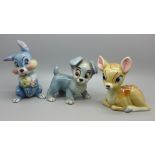 Three Wade blow up figures, Scamp, Bambi and Thumper