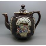 A 19th Century bargeware teapot 'Have Another Cup' 1887