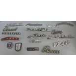 A collection of seventeen car badges, Oxford, Princess and Ashley, etc.