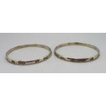 Two Mexican silver bangles, 33g