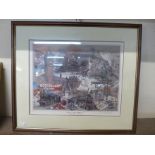 A signed John Michael Webster print, Victoria Station, framed