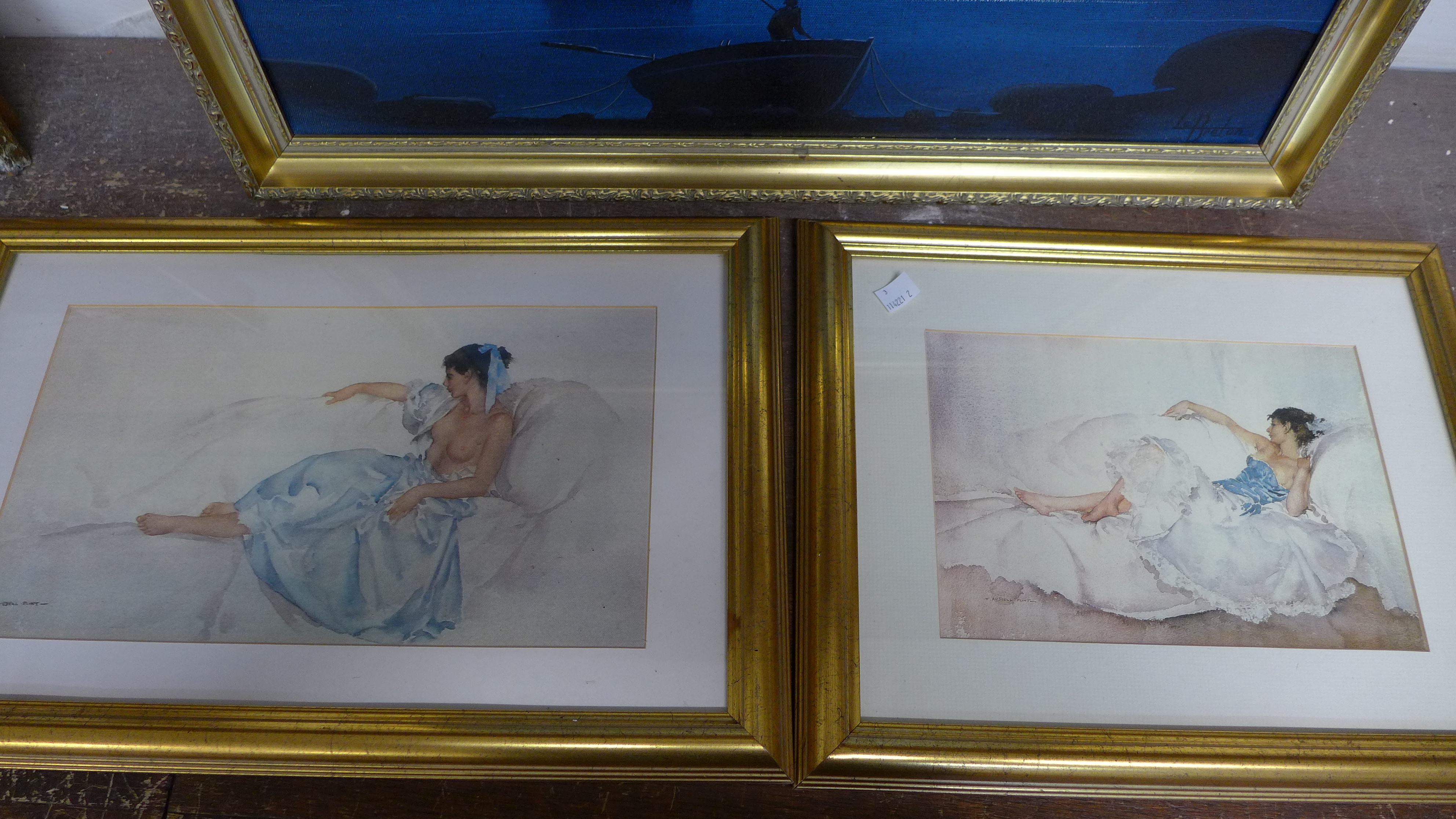 * Le Breton, marine scene , oil on canvas and two Russell Flilnt prints - Image 2 of 3