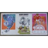 Three Activity Promotions Ltd. football posters, printed in the 1970's, Derby County, Manchester