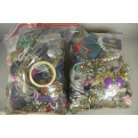 Two bags of costume jewellery