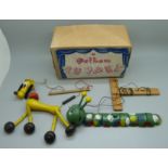 A Pelham puppet caterpillar, boxed