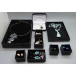 Silver jewellery including abalone set