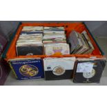 A box of over 220 7" singles, all from 1970's including Police, Blondie, Roxy Music, Wings, etc. **