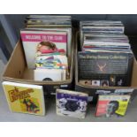 Two boxes of LP records, 1950s/60s and 70s and 7" vinyl singles **PLEASE NOTE THIS LOT IS NOT