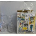 Two crystal decanters, eight crystal glasses and a cased carving set **PLEASE NOTE THIS LOT IS NOT