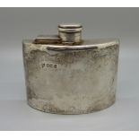 A silver spirit flask, Sheffield 1918, 123g, marked 1/4 PT