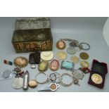 A collection of coins, medals and costume jewellery