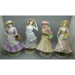 Four Royal Worcester figures, Seasons, Autumn a/f, chip on hat