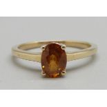 A 9ct gold, Tanzanian cognac zircon ring, 2.2g, L, with certificate