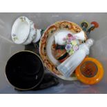 A collection of china including a Nao figure, Leonardo Collection horse, Ducal bowl, cloisonne eggs,