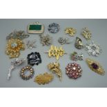 A collection of brooches