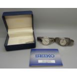 Two Seiko wristwatches, one with box