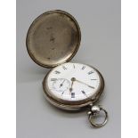A silver cased full-hunter pocket watch, London 1897