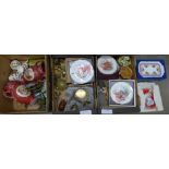 Three boxes of assorted items, metalwares, collectors plates, etc. **PLEASE NOTE THIS LOT IS NOT