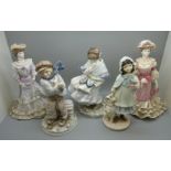 Five Coalport figures